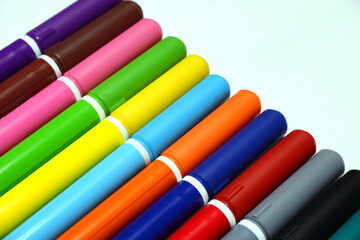 colorful school supplies on a white background