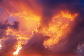 Colorful cloudscape view in sunset