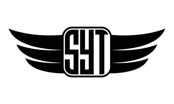 SYT three Letter wing minimalist creative concept icon eagle symbol professional logo design, Vector template