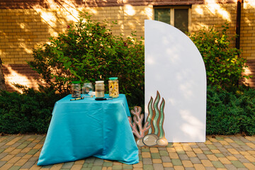 bar with nautical style. decorations for the holiday in marine style.