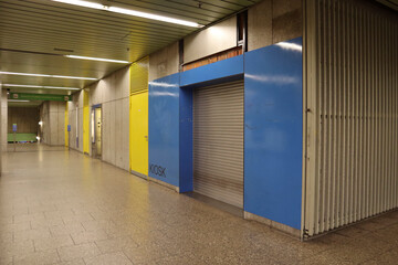 Empty kiosk at a subway station