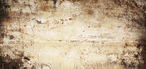 Art white and brown rough grained stone or concrete stucco wall, texture background