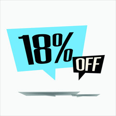 18% off discount sticker sale blue tag isolated vector illustration. discount offer price label, vector price discount symbol floating