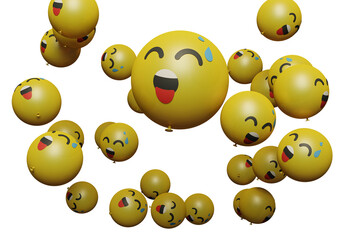 sweat smiling 3d render emoticon or emoji perfect for sosial media, branding, advertisement promotion