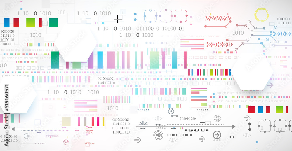 Wall mural abstract technology concept. circuit board, high computer color background. vector illustration with