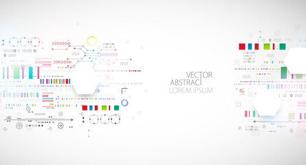 Abstract technology concept. Circuit board, high computer color background. Vector illustration with space for content, web - template, business tech presentation.