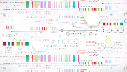 Abstract technology concept. Circuit board, high computer color background. Vector illustration with space for content, web - template, business tech presentation.