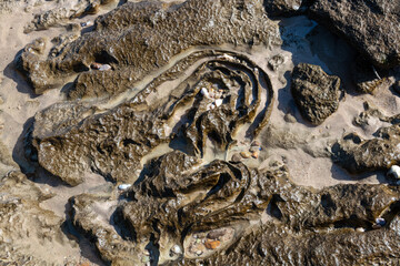Empty beach where rock formations can be seen on the shore of the beach, Kiyu, San Jose, Uruguay