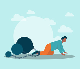 Difficulty concept. Character dealing with obstacles and challenges.