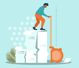 Evaluation concept. Assessment and performance analysis. Characters making