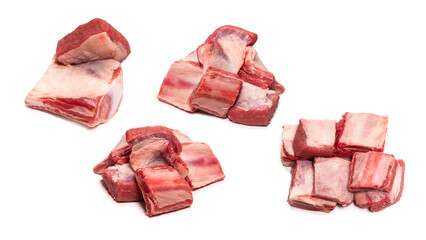 Raw beef ribs isolated on white background.