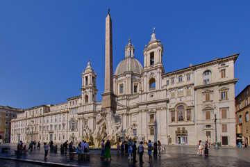 The facade of the church of S. Agnese in Agone in Piazza Navona, Rome