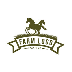 ranch farm horse logo design vector icon symbol.