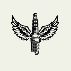 Fototapeta premium Premium Spark plug and wings illustration vector isolated