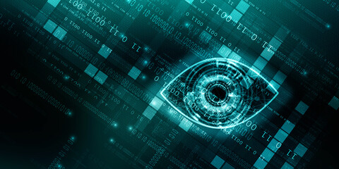 2d illustration Digital composite of Eye scanning a futuristic interface
