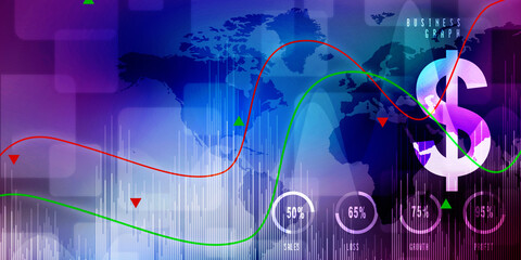 2d rendering Stock market online business concept