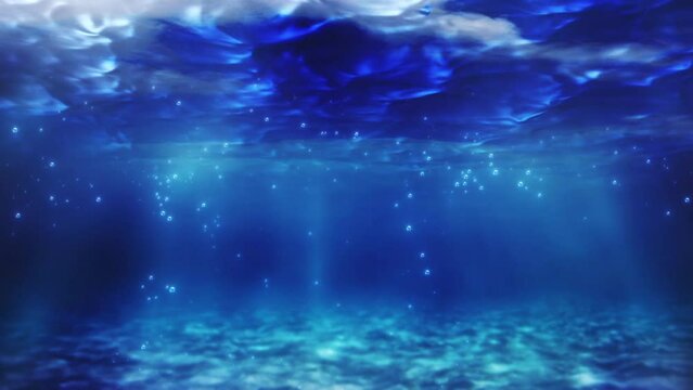 This is a beautiful blue underwater background with air bubbles rising up.