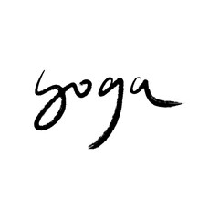 Obraz premium Yoga calligraphy lettering clipart hand drawn text. Brush calligraphy ink letters on a white background. Good for studio poster, branding, t-shirt and more.