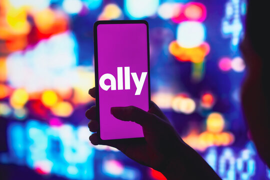 July 25, 2022, Brazil. In this photo illustration, the Ally Bank logo is displayed on a smartphone screen.