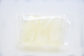 Dry rice noodles for cooking Korean dishes.