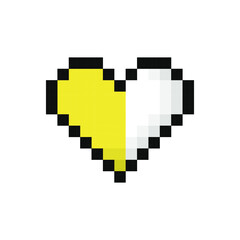Pixel art Vatican City flag in the shape of a heart. Vector illustration.