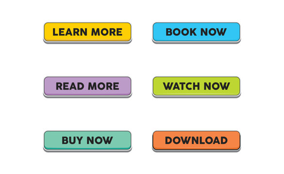 Call to action buttons collection. Download, read more, buy now signs.