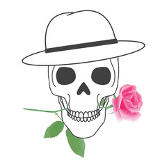 Death man and pink rose