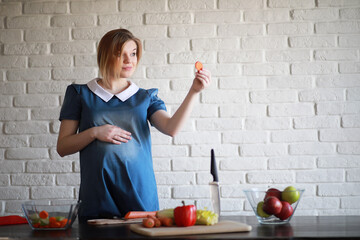 Pregnant young beautiful girl on the ninth month