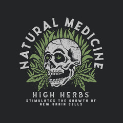 skull illustration head graphic cannabis design vintage