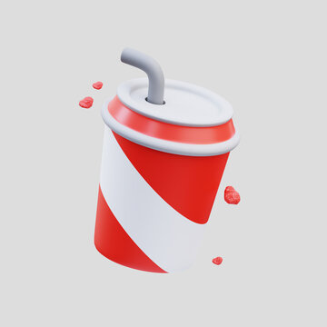 3d Rendering Of Red Soda Cup Cute Icon Illustration