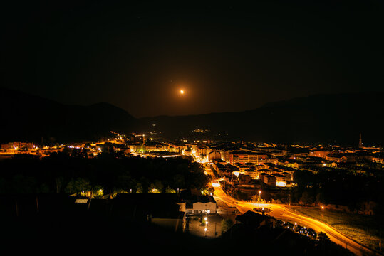Spanish village at night long exposure