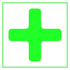 cross icon in green on white background