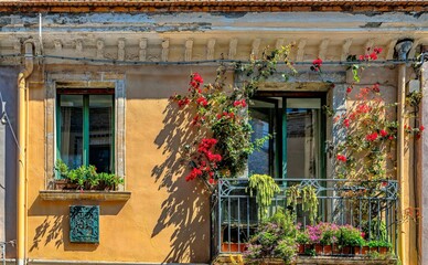 Fototapeta na wymiar Detail of a house in Taormina