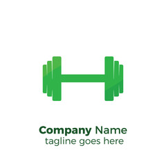 green gym fitness barbell dummbell simple professional logo vector design illustration template