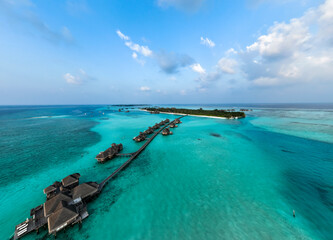 MALDIVES, 2022, MAR, 10th, Aerial View, Gili Lankanfushi with Water Bungalows, Indian Ocean, Lankanfushi, North Malé Atoll, Maldives