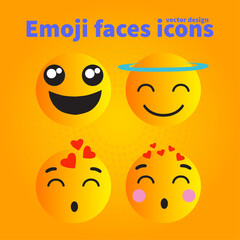 Emoji faces icons vector design bad and good review happy and sad reaction