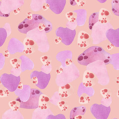 Watercolor abstract pattern with spots and dots on a powdery background