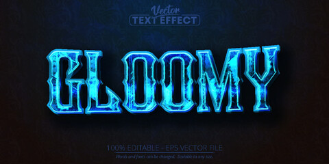 Gloomy text, blue color editable text effect on dark grunge textured background © DesignVectX