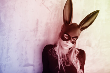 A girl in a black mask