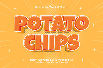 Potato chips editable text effect Cartoon style