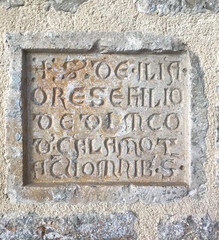 Marble carving with Latin words