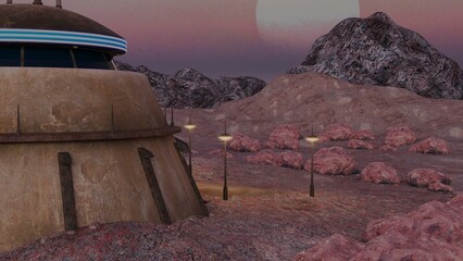 3D-illustration of an outpost somewhere in the galaxy © Ralf Kraft