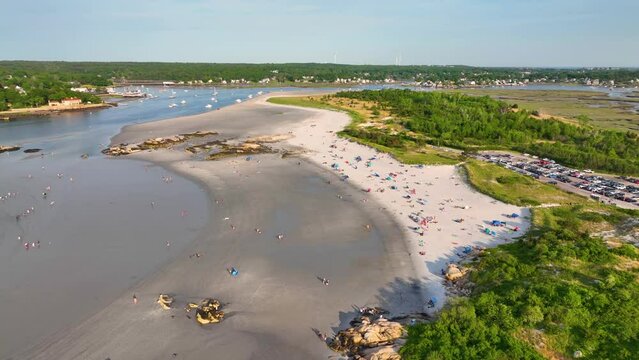 Wingaersheek Beach aerial view in Gloucester, Cape Ann, Massachusetts, MA, USA.