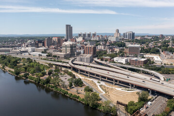 Obraz premium Springfield Massachusetts Skyline Aerial,