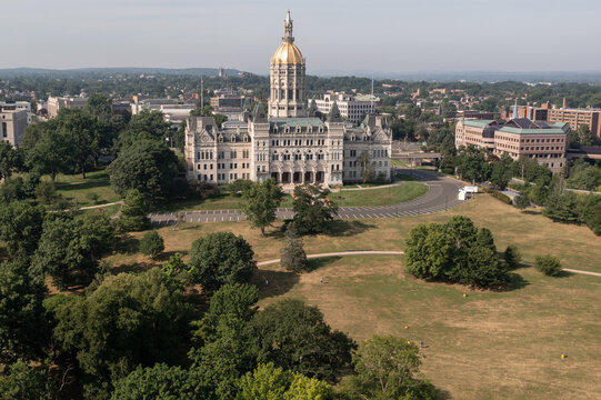 Hartford Connecticut State Capitol And Lawn Aerial 