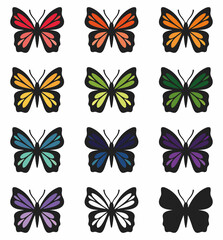 Fototapeta na wymiar Butterfly. Butterfly set. Stickers set Icons, banners