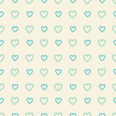 Blue hearts over light cream background