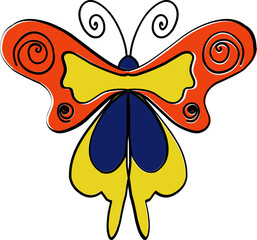 Colorful butterfly Illustration. Hand-drawn Illustration.