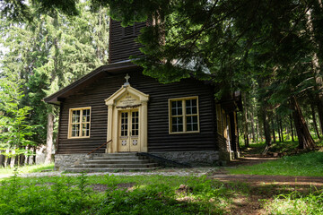 Fototapeta na wymiar Wooden orthodox church in Rila mountain, Bulgaria
