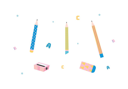 Cute Education Pencil Clipart Illustration